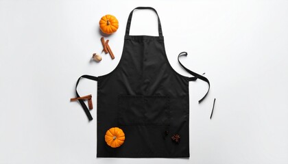 Polka Dot Kitchen Apron with Pumpkin and Cinnamon 