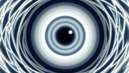 Futuristic blue abstract eye design with dynamic concentric lines