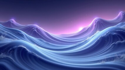 Dynamic abstract waves with glowing light in a cosmic ocean