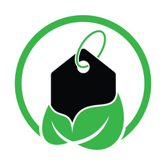Leaf price tag logo design vector template. ECO and Price Tag Logo illustration.