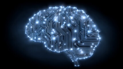 Digital brain circuit board representing artificial intelligence and technology