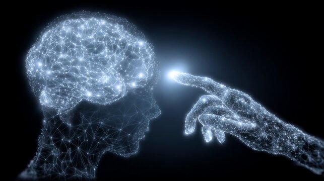 Digital interaction concept illustrating the power of artificial intelligence and human connection