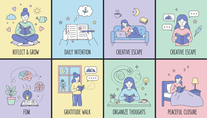 Daily selfcare habits for mental health and personal growth reading journaling and peaceful routines
