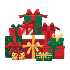 Gifts presents christmas birthday celebration holiday party on white background