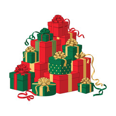 Christmas presents gifts holiday celebration festive season joy on white background