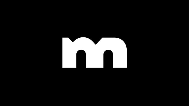 Minimalist lowercase 'm' letter graphic on black background. Modern alphabet character design, simple typography, monogram element. - Powered by Adobe