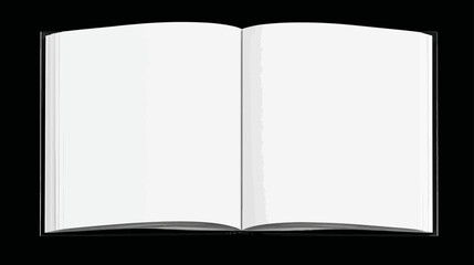Blank Open Book with Empty White Pages Isolated on Black Background - Perfect for Copy Space, Text, or Design Mockup