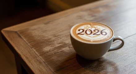 Coffee 2026: Intricate Latte Art Design New Year concept