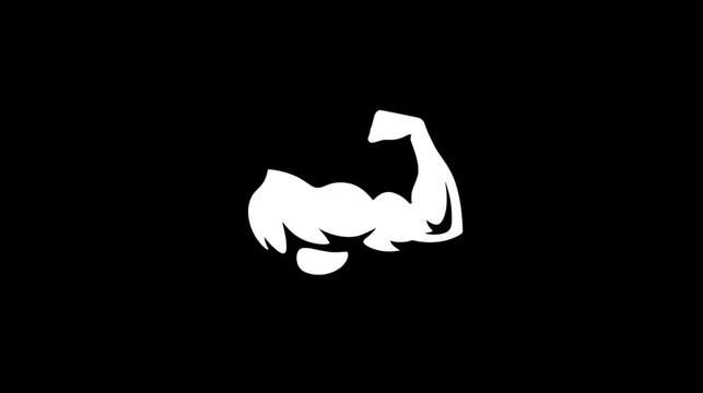 Strong muscular arm bicep flex icon. Graphic symbol of fitness, power, strength, gym workout, and masculine health.