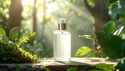 Cosmetic Bottle in Nature A Fresh, Natural Skincare Product for Sustainable Beauty
