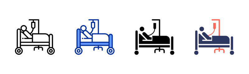 Patient Recovery Bed icon sheet multiple style collection