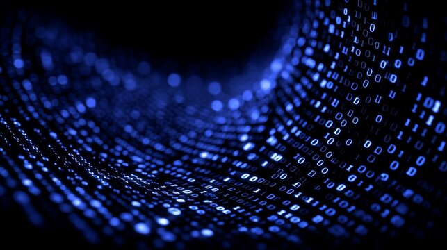 Futuristic digital background with binary code flowing data stream concept - Powered by Adobe