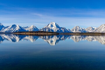 Teton Mountains Reflection from the Jackson Lake Dam