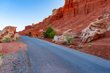 Capitol Reef National Park. Utah, USA. Located in south-central Utah in the heart of red rock country, Capitol Reef National Park is a hidden treasure filled with cliffs, canyons, domes, and bridges