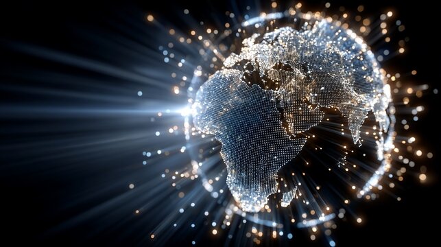 Global connectivity visualization with a digital earth and radiating light beams