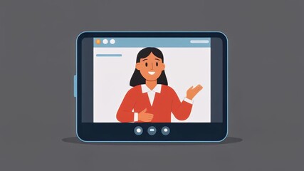 Online Teaching Close-Up – Tablet Screen with Educator and Screen Glow in Digital Learning Setup - Powered by Adobe
