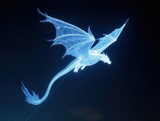 Glowing celestial dragon flying through a starry night