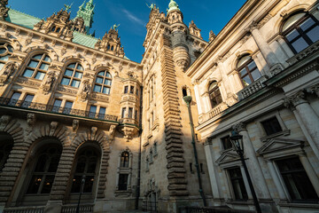 Fototapeta premium Stunning Architectural Details of Hamburgs Historic Buildings in Summer