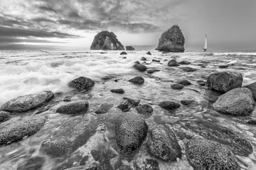 Sailboat Sunset Ocean Seascape Wave Travel Sailing Inspirational Seascape Adventure Black And White