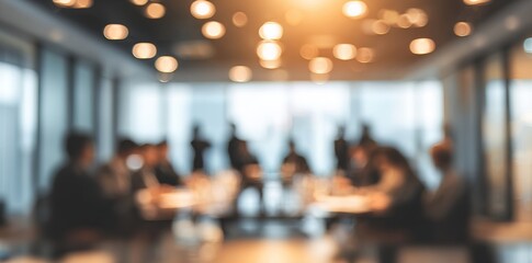 Blur office meeting blurred background with business people working group in boardroom discussion,  executive seminar or professional training in enterprise. High quality