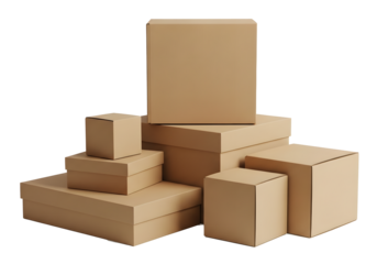 Stack of various sized cardboard boxes ready for shipping, moving, or storage needs