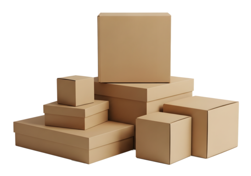 Stack of various sized cardboard boxes ready for shipping, moving, or storage needs
