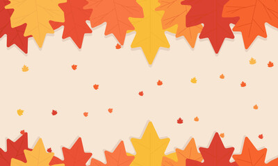 when autumn has arrived leaves are falling flat background design © Rosa