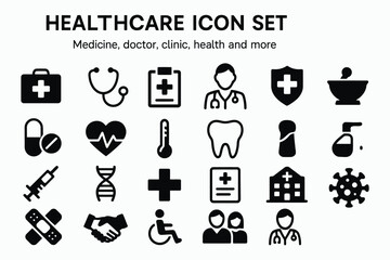 Comprehensive healthcare and medical icon set for digital and print design