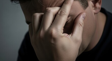 Man suffering from a terrible headache pressing his fingers against his forehead. Headache in modern life is a serious concern, as this ailment affects well being and overall productivity.