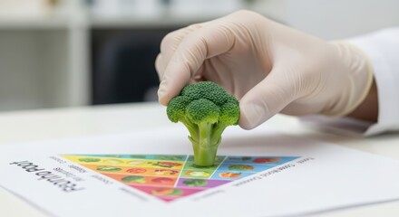 Broccoli displays healthy eating guide over infographic, a vital element of nutrition, dietary guidelines. Broccoli symbolizes wellness, a nutritious cruciferous vegetable. Depicting fresh broccoli,