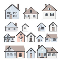 houses icons set