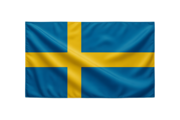Swedish flag waving gently, a symbol of national pride and identity, perfect for travel guides and patriotic themes
