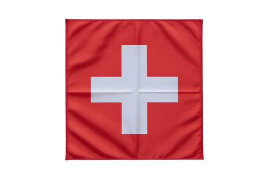 Vibrant Switzerland flag waving, symbol of neutrality and alpine beauty, perfect for travel and cultural projects