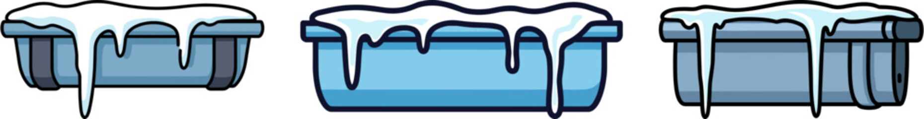 Icy blue trays with frozen edges for winter food display  