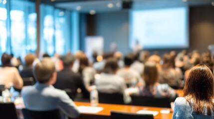 Educational Seminar Blur - Blurred view of a seminar focused on learning and professional growth. High quality