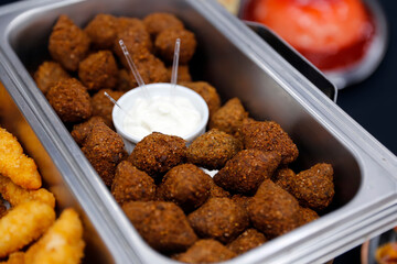 Tray of crispy fried kibbeh perfect for parties and gatherings