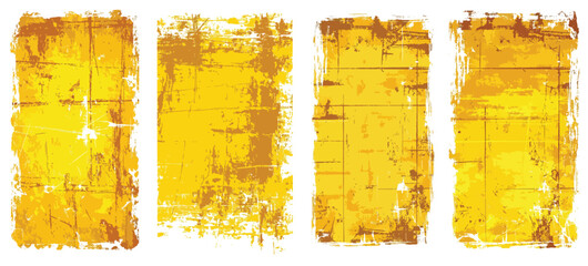 Abstract Golden Yellow Grunge Texture Background Set with Distressed Paint Effect and Rough Weathered Surface