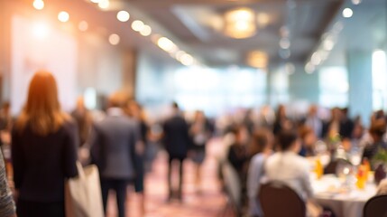 Blurred View of Professional Event - A general view of a business event with attendees in soft focus. High quality