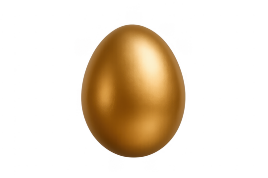 Golden egg symbolizing wealth and prosperity with transparent background