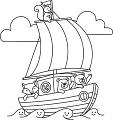 Cute Animals Sailing on a Boat