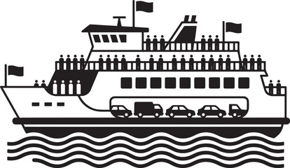 Ferryboat with Cars and Passengers