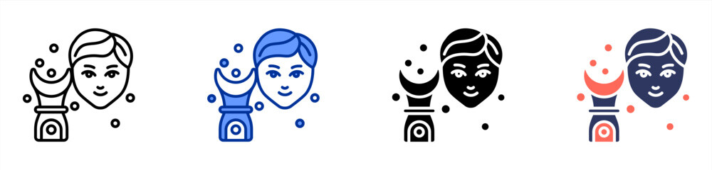 Facial Steamer icon set multiple style collection
