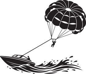 Parasailing Adventure: Boat and Parachute Silhouette