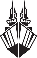 Stylized Black and White Ship Silhouette