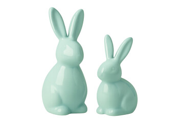 Obraz premium Pair of ceramic easter bunnies with transparent background