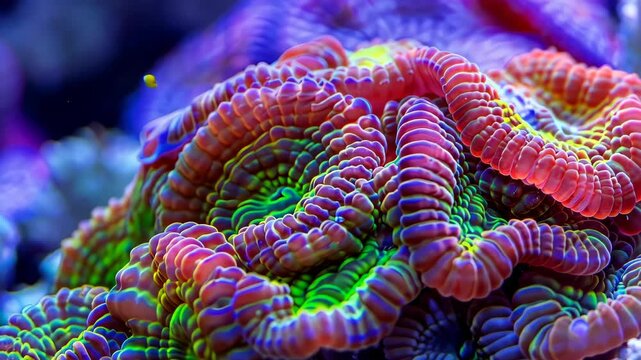 Oceanic Spectrum: A captivating macro view of a vibrant, multicolored coral colony. Its intricate patterns and rich hues create a visual feast, embodying the ocean's mesmerizing beauty.