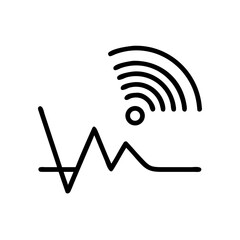 Abstract illustration of signal transmission, featuring wave and connection symbols