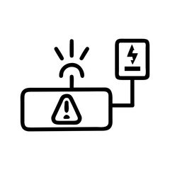 An electric warning sign icon, suggesting a potential electrical hazard or issue. The image features a warning symbol and a lightning bolt. 