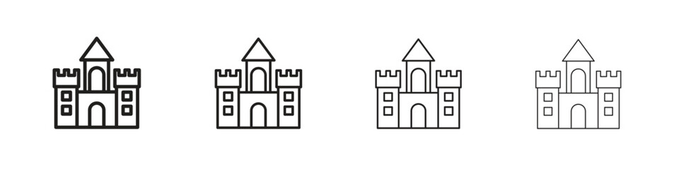 Castle icon design elements. Outline icon with editable stroke. Vector