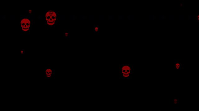 A video where many skulls appear and disappear, alpha channel